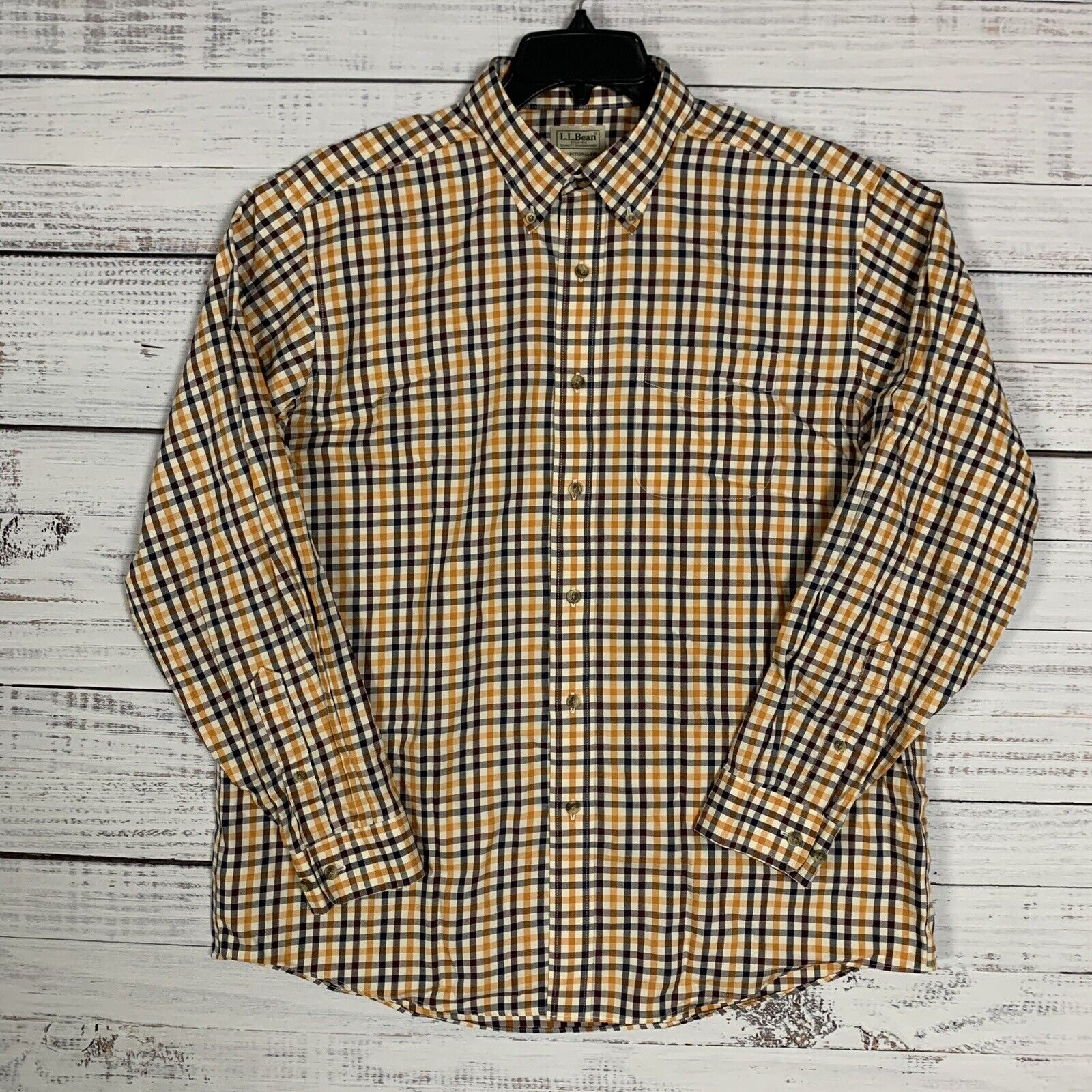 Ll Bean Shirt Mens Large Button Down Shirt Long Sleeve Multicolor Check Gingham